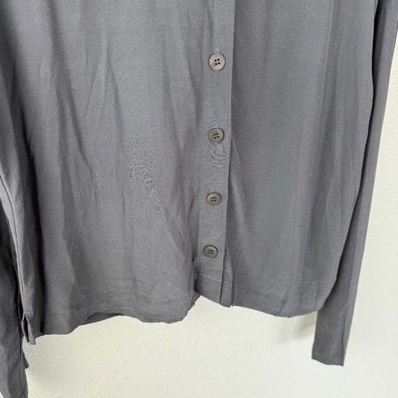 Eileen Fisher Tencel Viscose Crepe Mandarin Collar Button Front Shirt Petite Sm - Picture 6 of 14